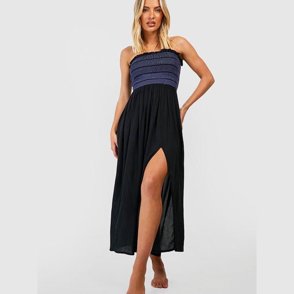 Boohoo Women's Navy and Black Dress